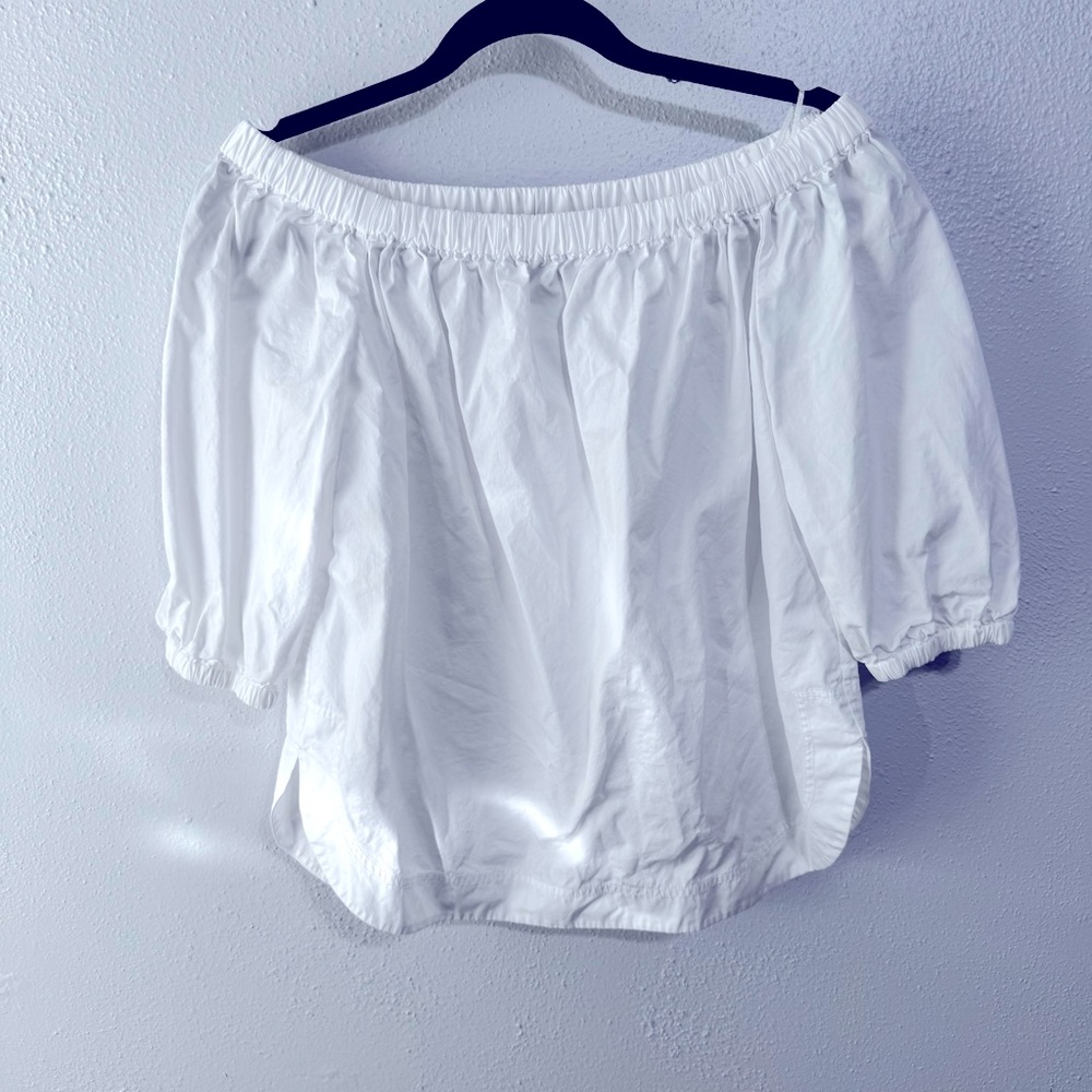 Theory white off the shoulder blouse small petite